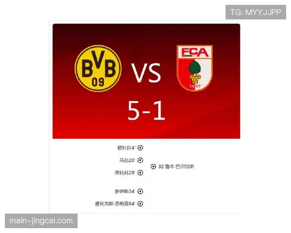 多特蒙德小胜奥格斯堡，本轮过后排名升至德甲第二位